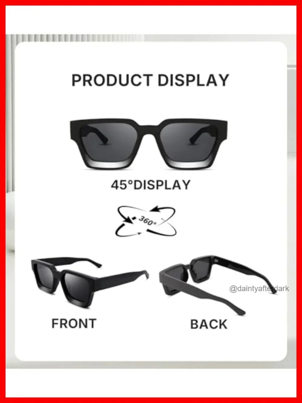 Square Thick Frame Sunglasses Designer Style UV Protection Unisex